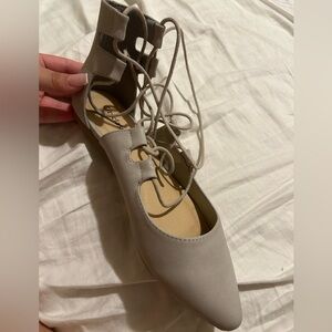grey lace up flats